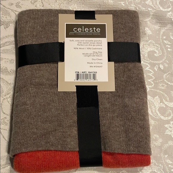 Celeste Color-Block Knit Poncho in Brown and Orange